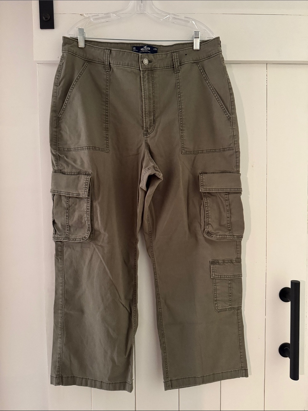 Hollister Women’s Olive Green Cargo Pants Ultra High Rise Baggy 16S 16 Short 33